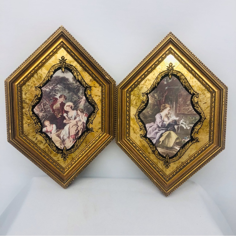Vintage Gold Wood Glass Framed Prints Baroque Victorian - Picture 16 of 16
